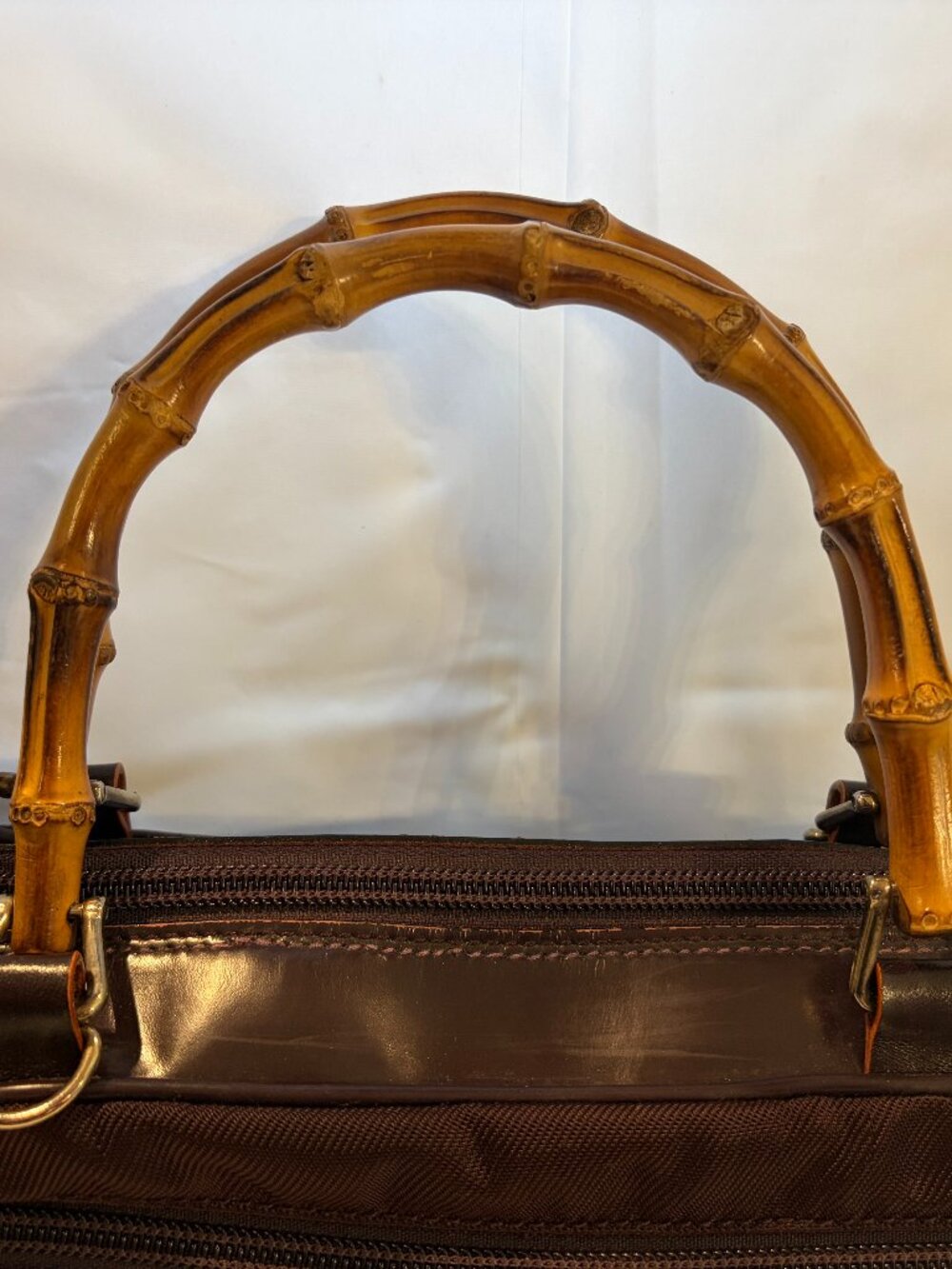 Gucci Classic Double Bamboo Handle Dark Purple Handbag - Picture 5 of 14